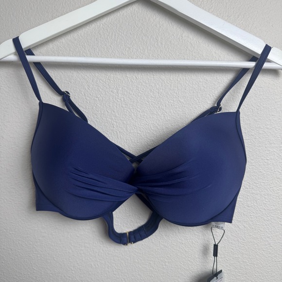 RELLECIGA Other - Relleciga Womens Navy Blue Twisted Front Crisscross Back Bikini Top Size XL NEW